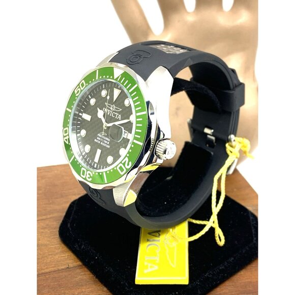 Invicta Men's Watch 12560 Pro Diver Quartz Black Dial Green Bezel Rubber Band - Picture 2 of 14